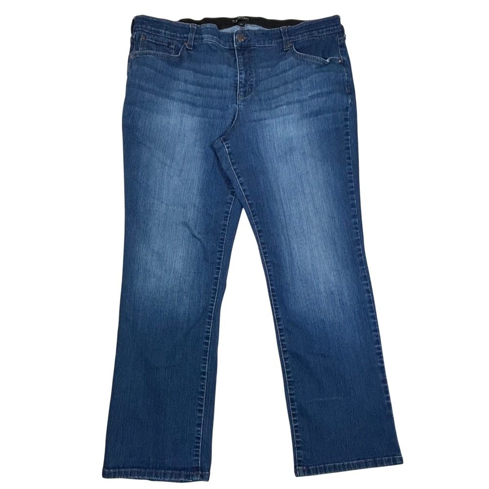 Kim Rogers Curvy Straight Leg Jeans Blue Denim Plus Size 20WS Elastic Waist